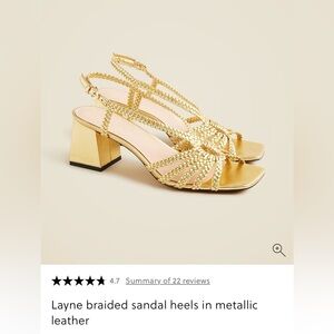 J.crew Layne braided sandal heels in metallic leather